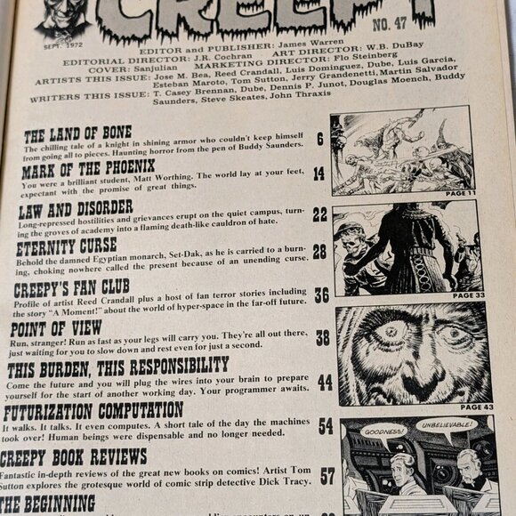 1972 CREEPY HORROR MAGAZINE VINTAGE BACK ISSUE #47 DRACULA VAMPIRE COVER BOOK - Picture 4 of 16